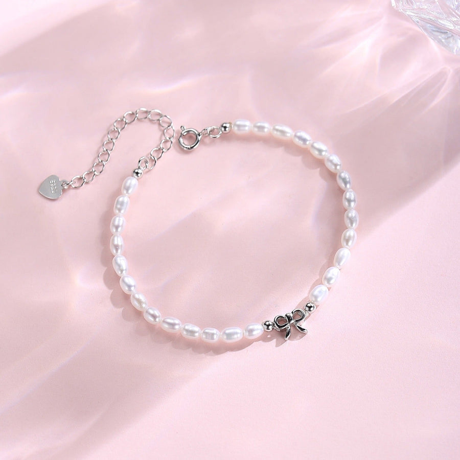 Cucu Ribbon Freshwater Pearl Bracelet 925 Silver