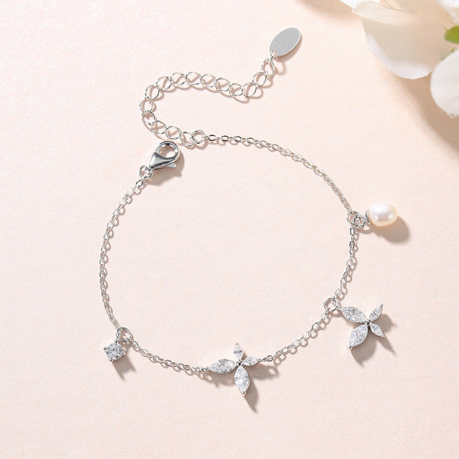 Elena Clover Butterflies Freshwater Pearl Bracelet