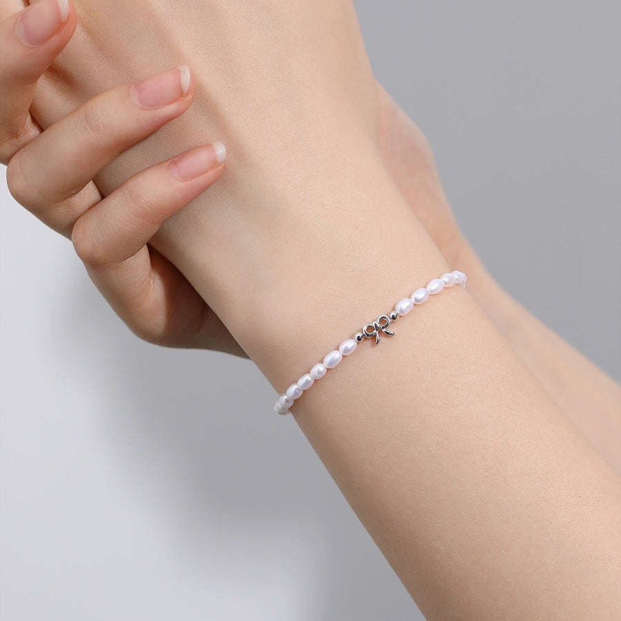 Cucu Ribbon Freshwater Pearl Bracelet 925 Silver