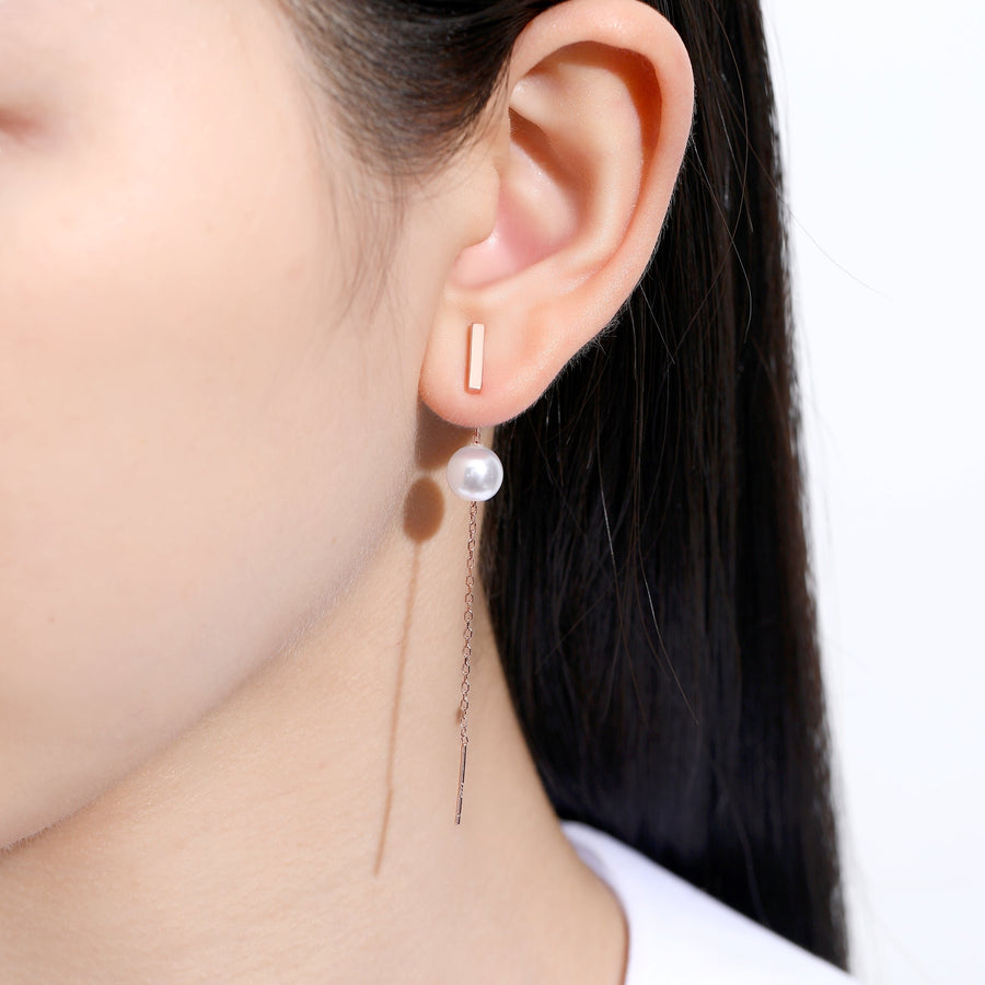 Ina Adjustable Pearl Dangling Earrings 925 Silver (Few Ways Wearing)