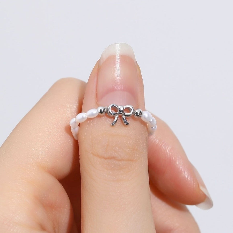 Cucu Ribbon Freshwater Pearl Ring 925 Silver