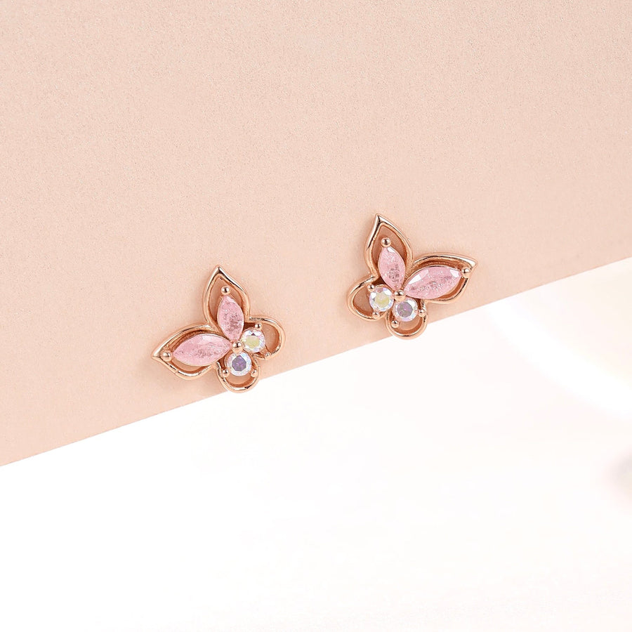 Papi Pink Butterfly Earstud 925 Silver