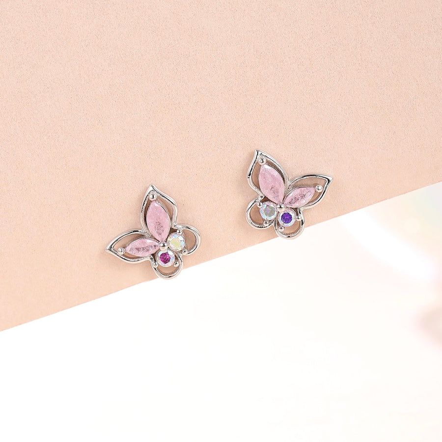 Papi Pink Butterfly Earstud 925 Silver