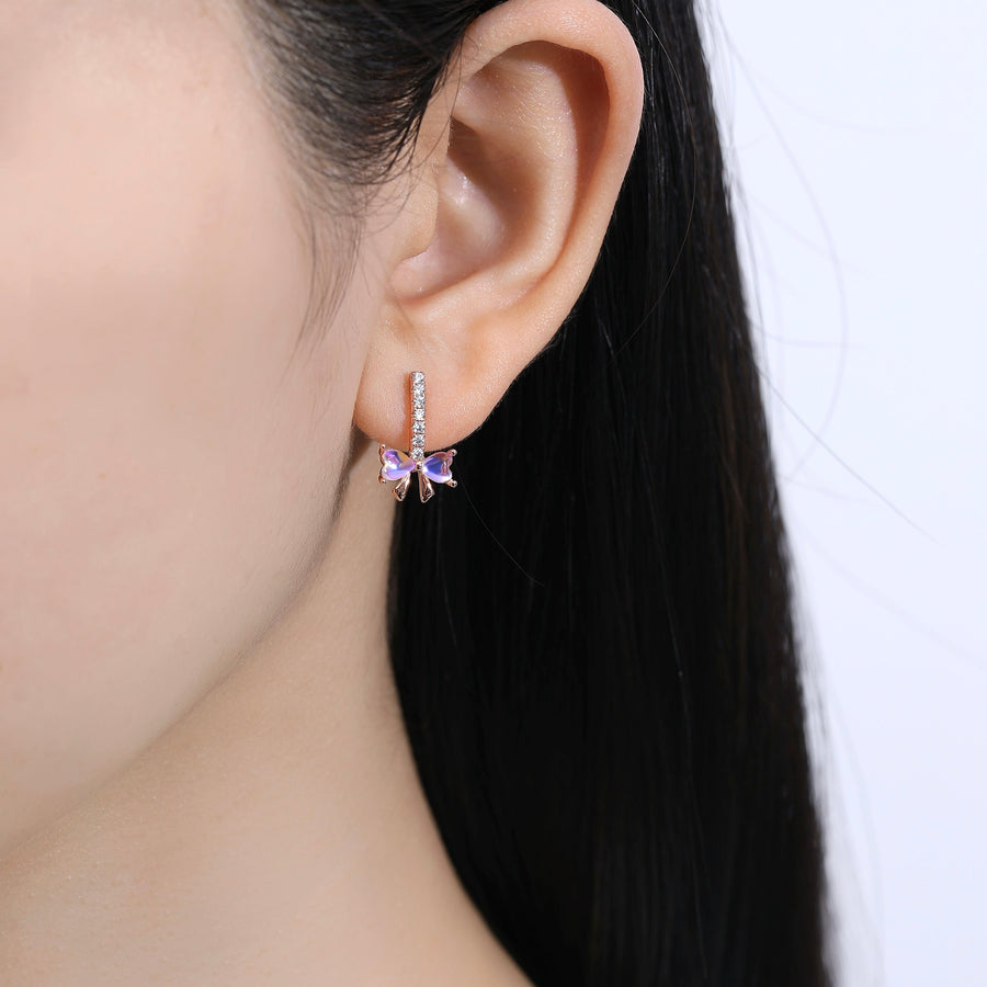 Ethereal Aurora Ribbon Heart Earstud 925 Silver