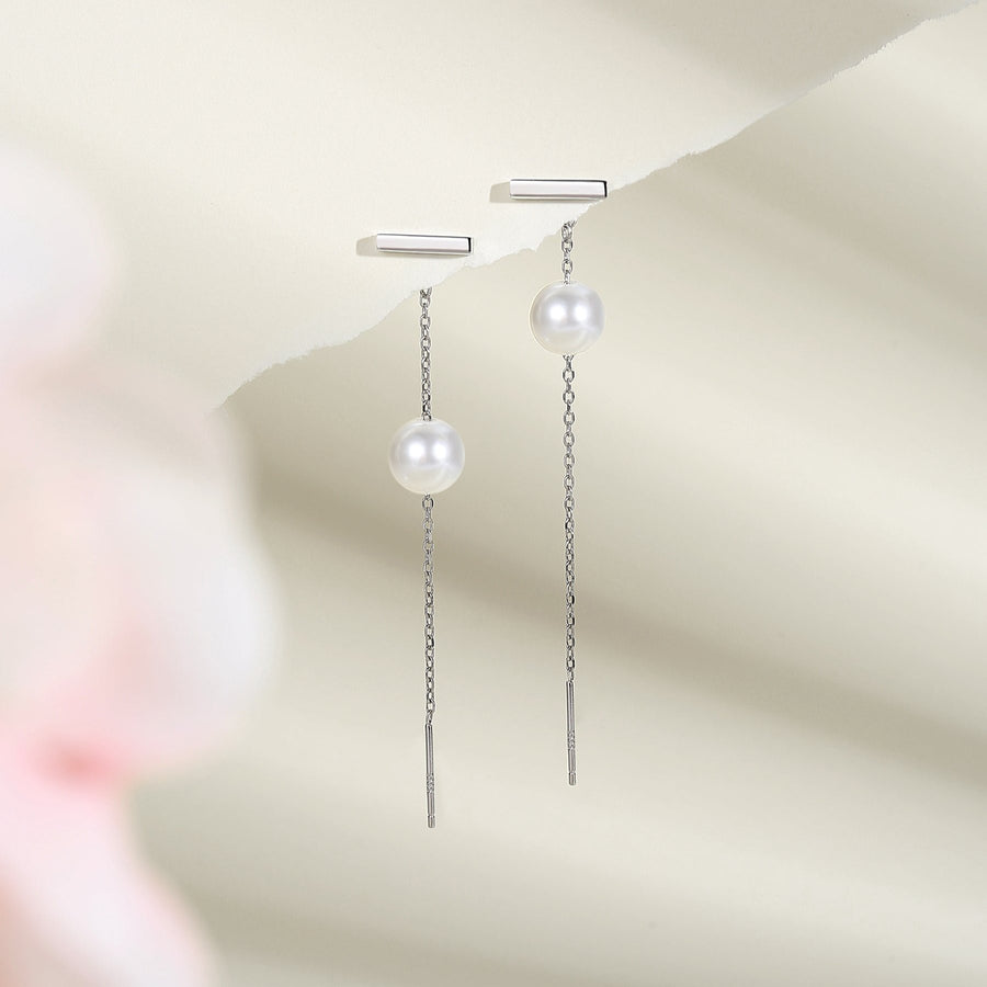 Ina Adjustable Pearl Dangling Earrings 925 Silver (Few Ways Wearing)