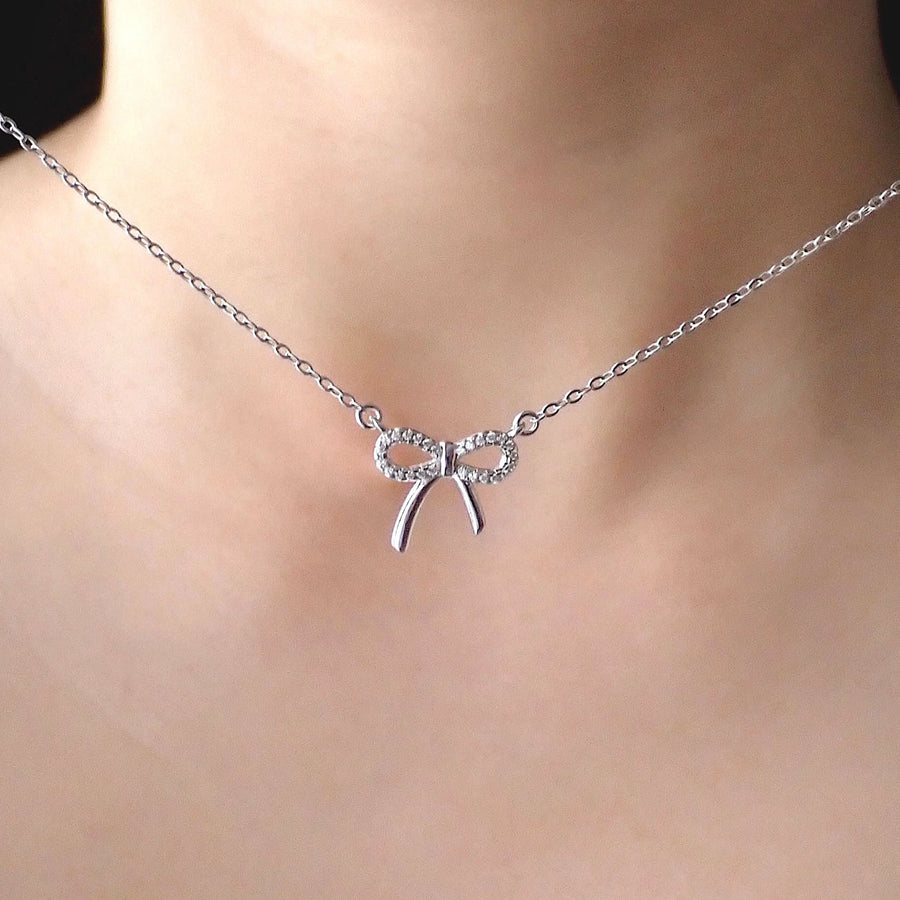 Dainty Ribbon Necklace 925 Silver