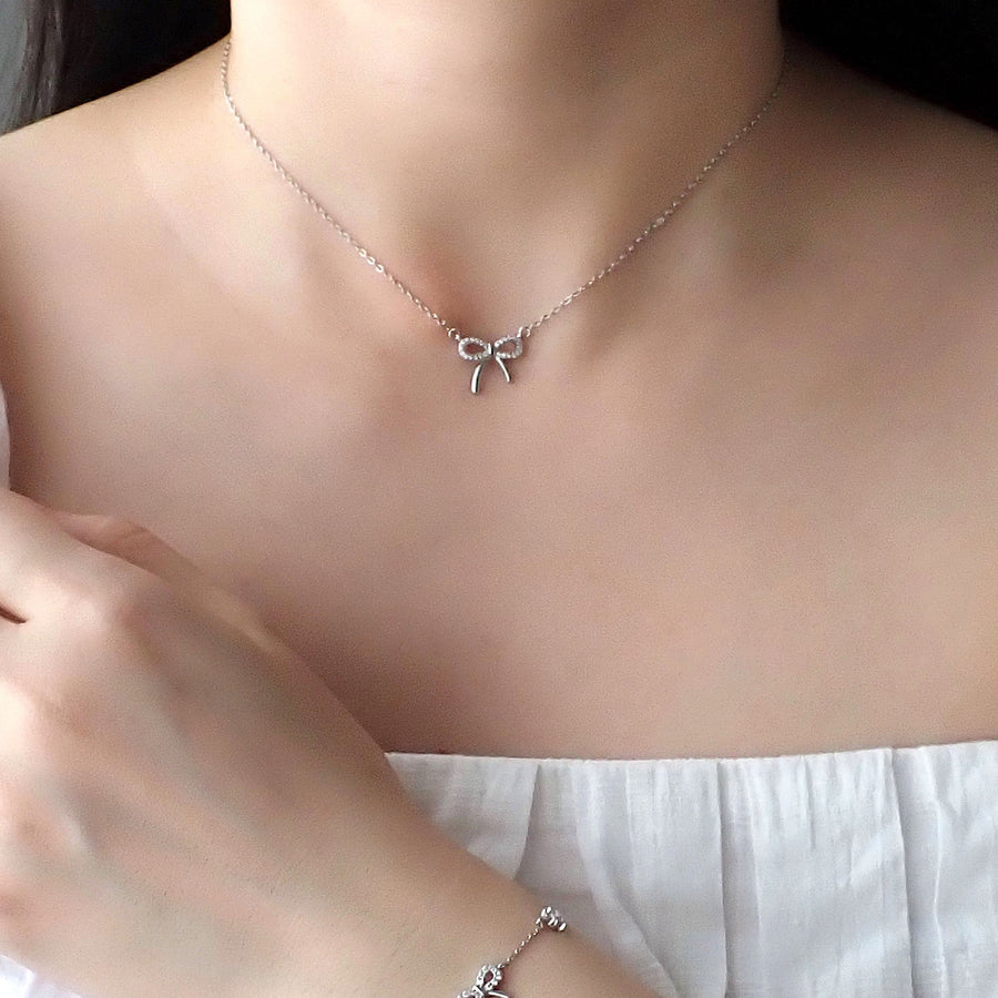 Dainty Ribbon Necklace 925 Silver