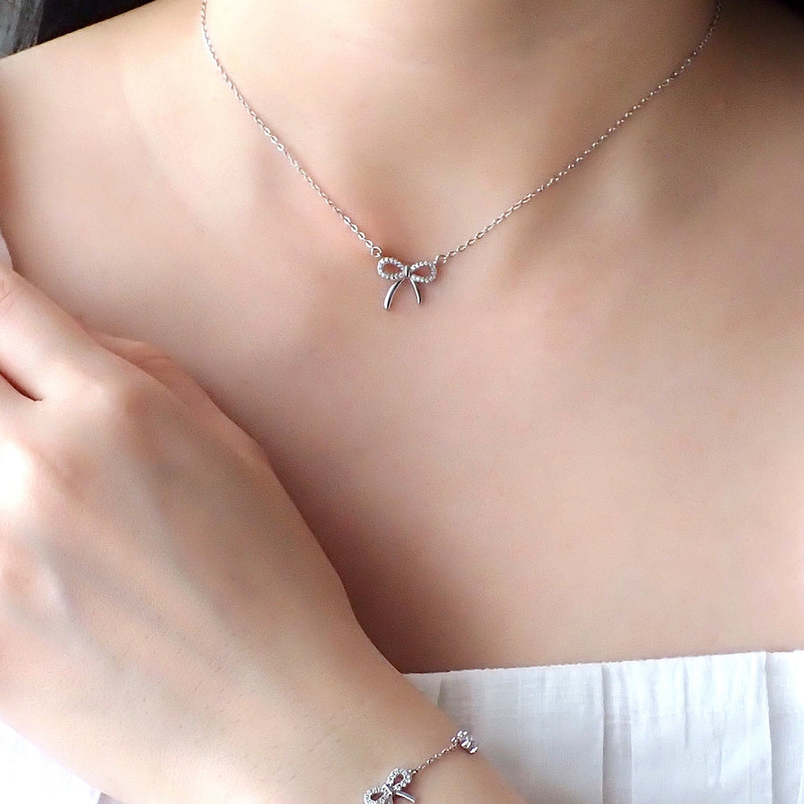 Dainty Ribbon Necklace 925 Silver