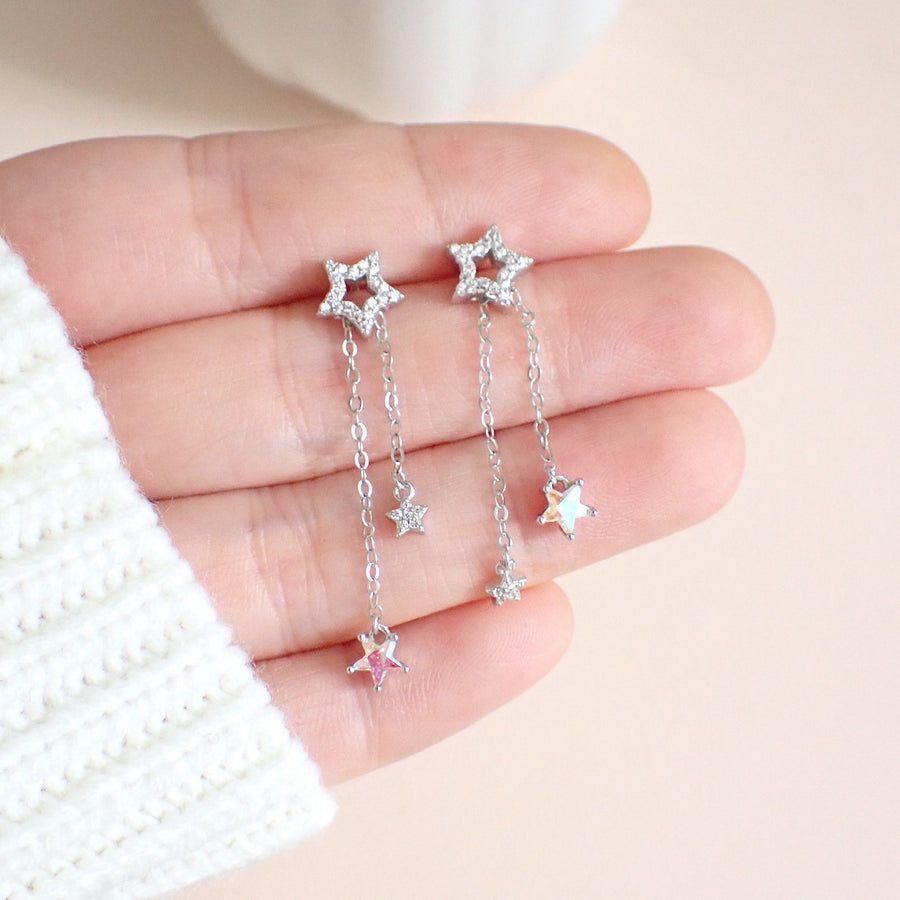 Hoshi Star Dangling Earrings 925 Silver (Adjustable)