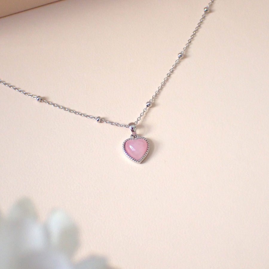 Haru Pink Heart Necklace 925 Silver