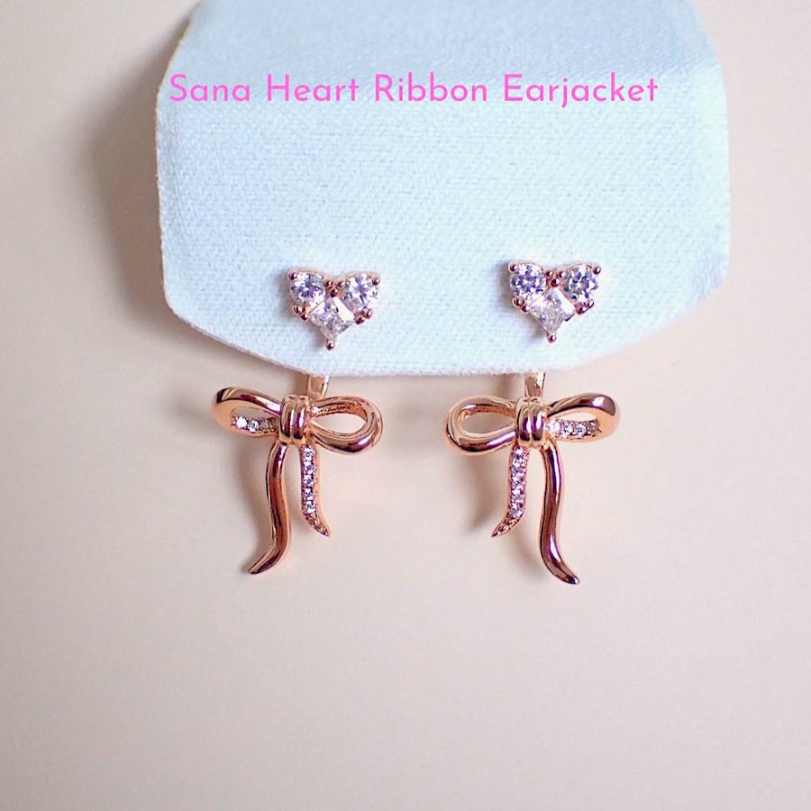 Sana Ribbon Heart Earjacket 925 Silver