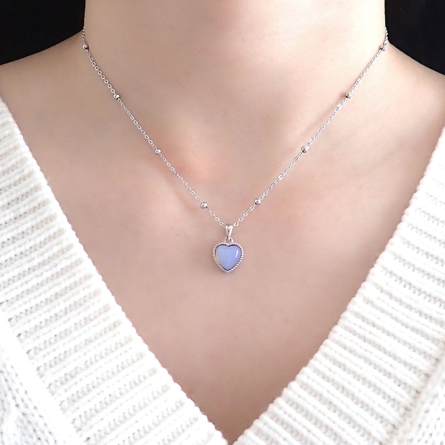 Haru Blue Heart Necklace 925 Silver