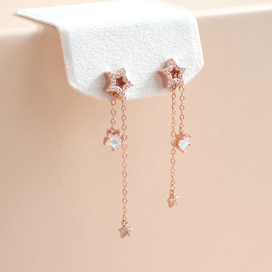 Hoshi Star Dangling Earrings 925 Silver (Adjustable)