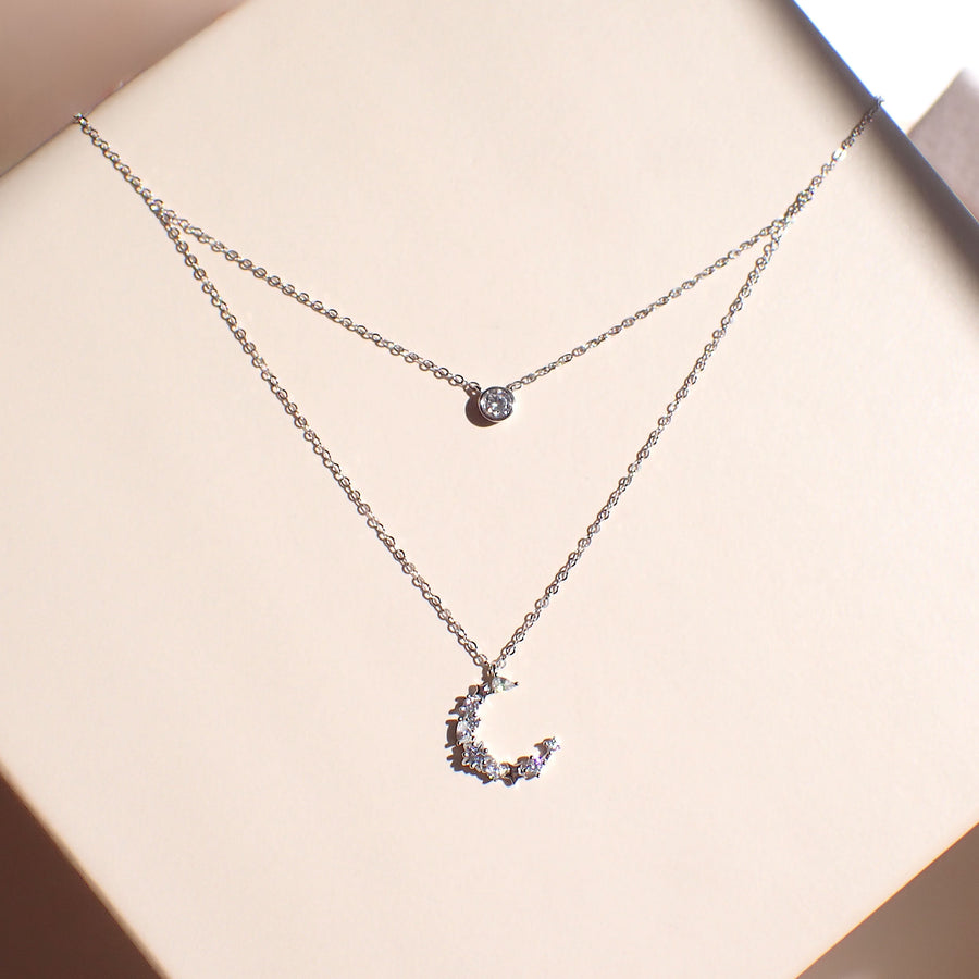 Deva Crescent Layered Necklace 925 Silver