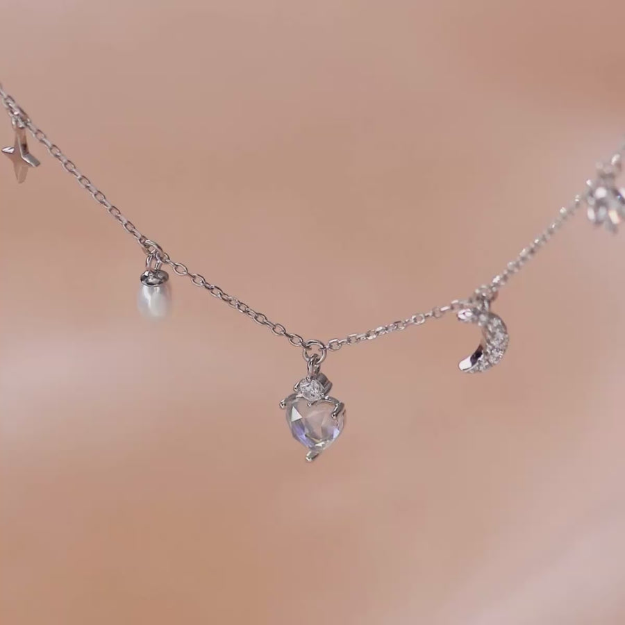 Ethereal Aurora Heart Necklace 925 Silver