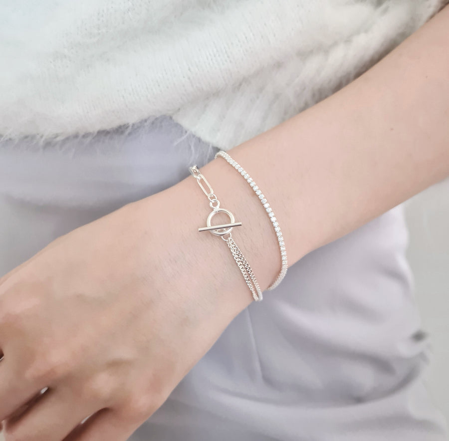 Jessica Statement Double Chain Bracelet 925 Silver